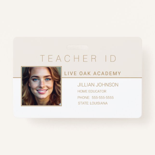 Homeschool Lehrer Ausweis Abzeichen Modernes Gold (Vorderseite)