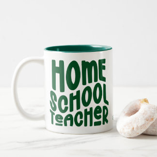 Homeschool-Lehrer | Grüne Typografie-Design Zweifarbige Tasse