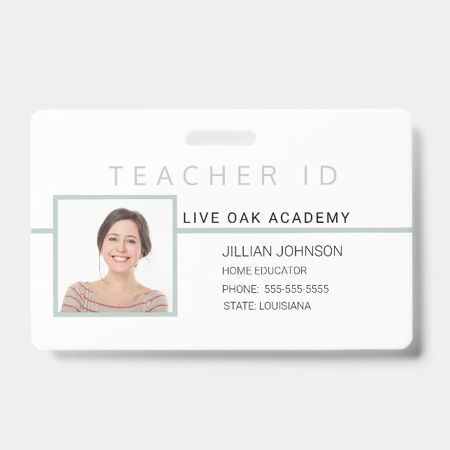 Homeschool Lehrer ID Abzeichen Blau Minimalistisch Ausweis (Vorderseite)