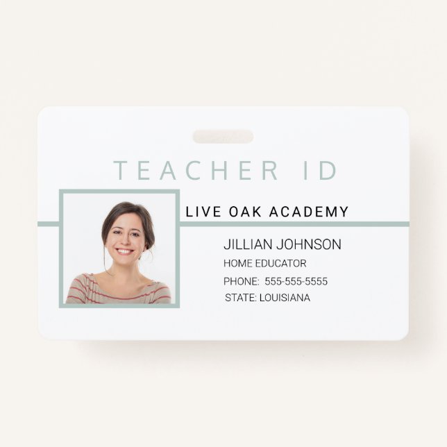 Homeschool Lehrer ID Abzeichen Blau Minimalistisch Ausweis (Vorderseite)