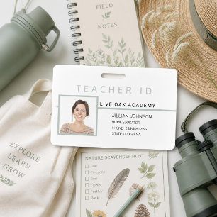 Homeschool-Lehrer-ID-Ausweis Blau Minimalistisch Ausweis