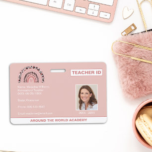 Homeschool-Lehrer-ID Boho-Rainbow-Abzeichen Ausweis
