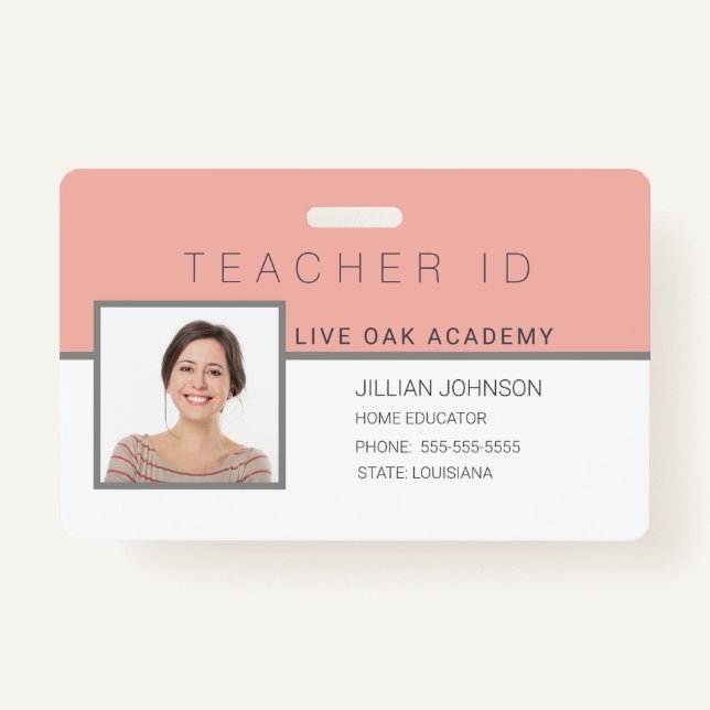 Homeschool Lehrerin ID Abzeichen Feminine Floral Ausweis (Vorderseite)