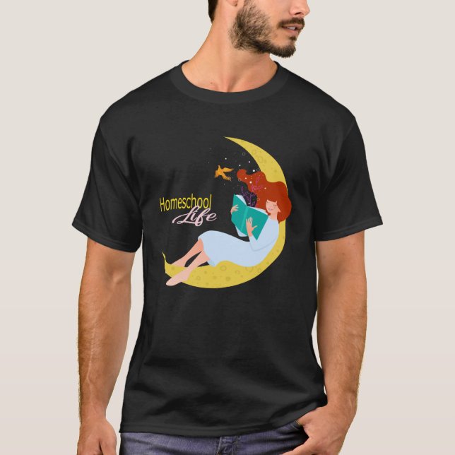 Homeschool Life Reading on the Moon T-Shirt (Vorderseite)