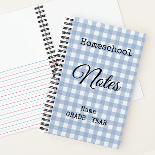 Homeschool Lt. Blau Gingham Rückkehr zur Schule Sp Notizbuch