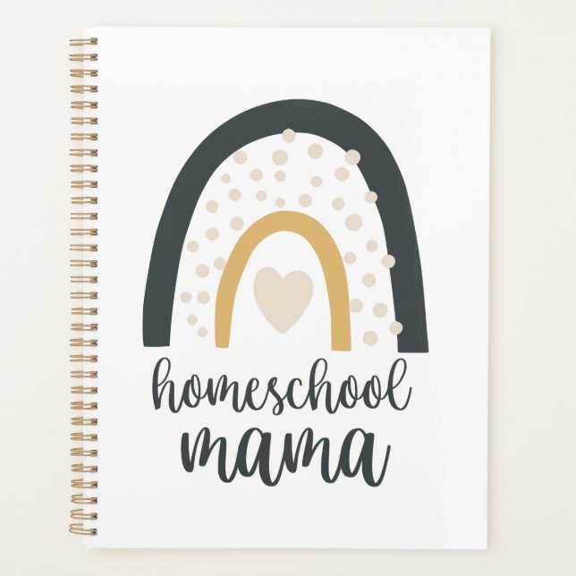 Homeschool Mama Boho Rainbow Heart Planer (Vorderseite)