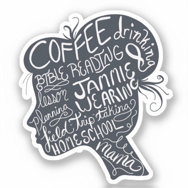 Homeschool Mama Quote Silhouette Sticker (Vorderseite)