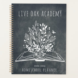 Homeschool Planer Minimalistisch Floral Open Book