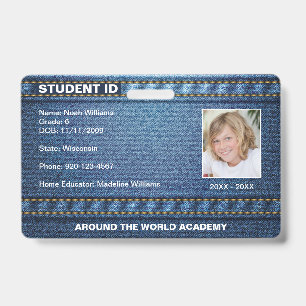 Homeschool-Schüler-ID-Denim-Jeans  Ausweis