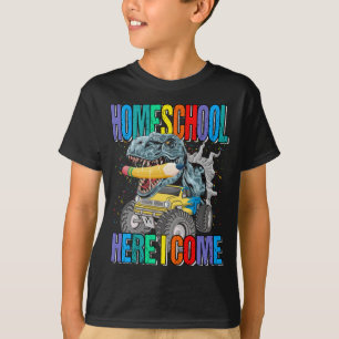 Homeschoor Hier komme ich Monster Truck Dinosaurie T-Shirt