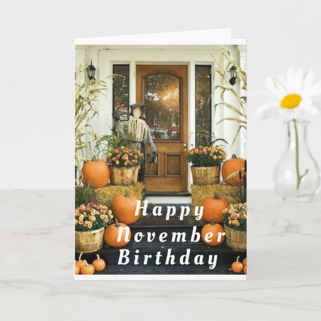 HOMESPUN GREETING *GLÜCKLICH NOVEMBER BIRTHDAY* KA KARTE (Kleine Pflanze)
