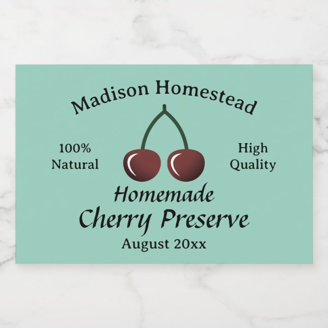 Homestead Cherry bewahren originale Vorlage Lebensmitteletikett (Einzelnes Label)