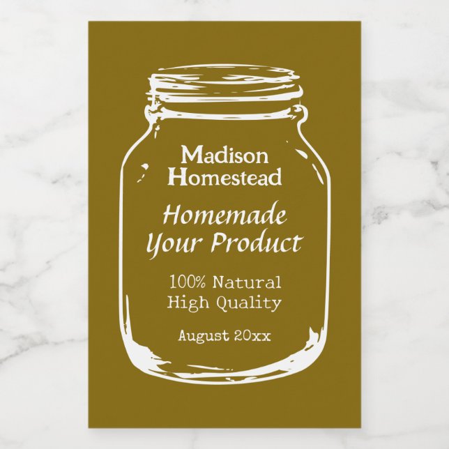 Homestead Mason Jar esquisse nourriture étiquette  (Étiquettes simples)