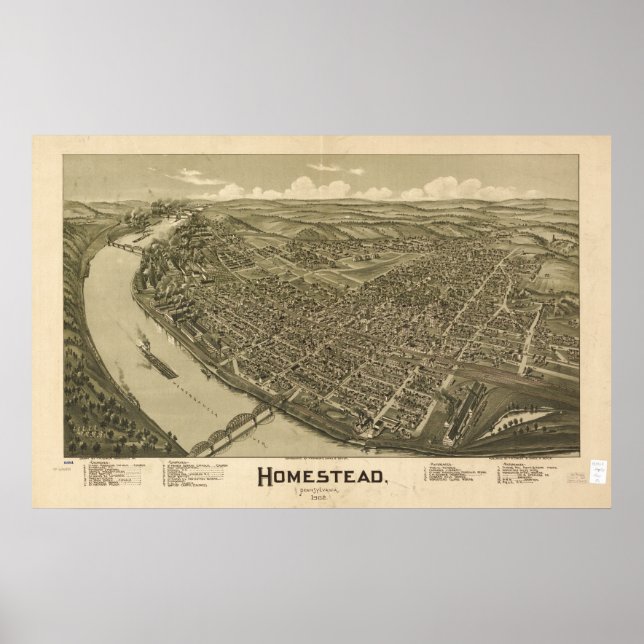 Homestead Pennsylvania 1902 Antique Panoramabalkar Poster (Vorne)