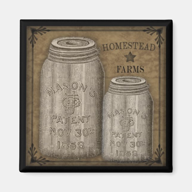 Homestead Primitive Canning Jar Magnet (Vorne)