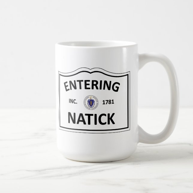 Hometown-Masse MA Townie NATICKS MASSACHUSETTS Kaffeetasse (Rechts)