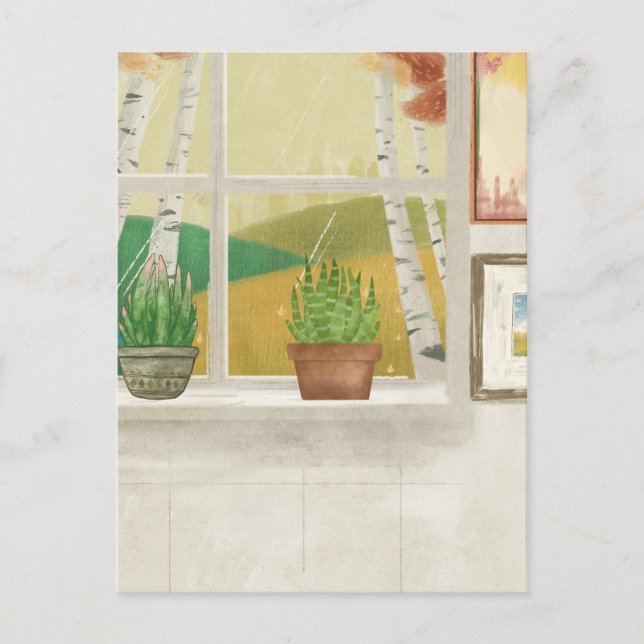 Homewindow spring Natur Zuhause Interior Postkarte (Vorderseite)