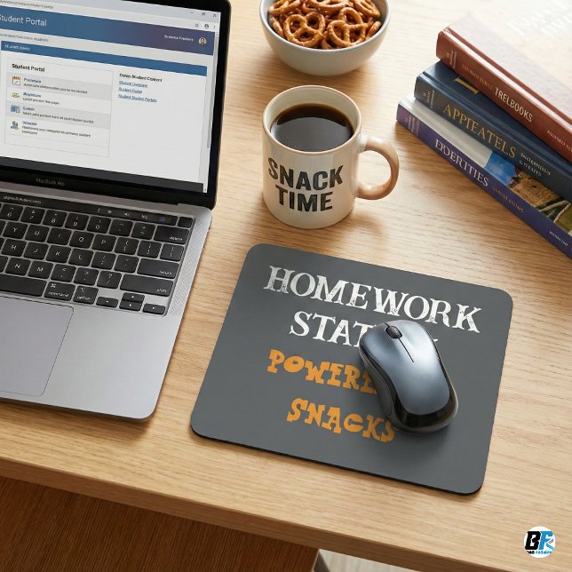Homework Station Powered By Snacks Funny Student Mousepad (Von Creator hochgeladen)