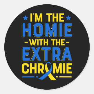 Homie mit dem Extra Chromie Down Syndrom Awarene Runder Aufkleber