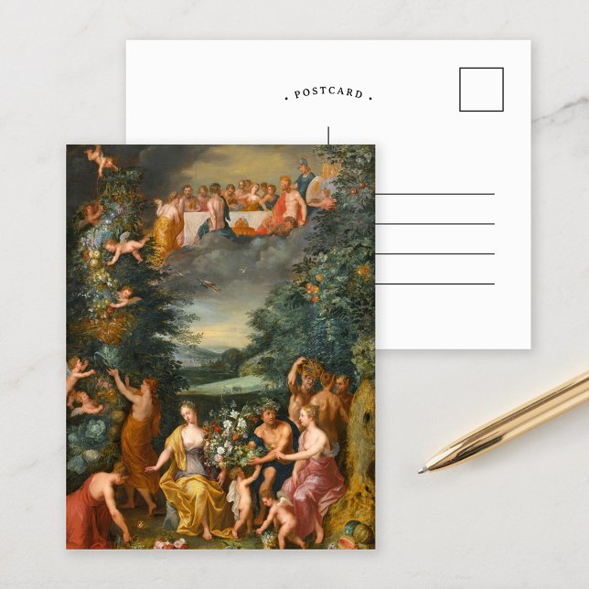 Hommage an die Göttin Flora, ein Fest der Götter Postkarte (Von Creator hochgeladen)