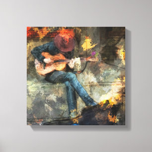 Homme Abstrait jouant de la guitare - Mur art Déco