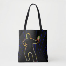 Homme au néon de karaté sur le sac fourre-tout