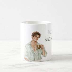 Homme aux cheveux bruns avec tasse
