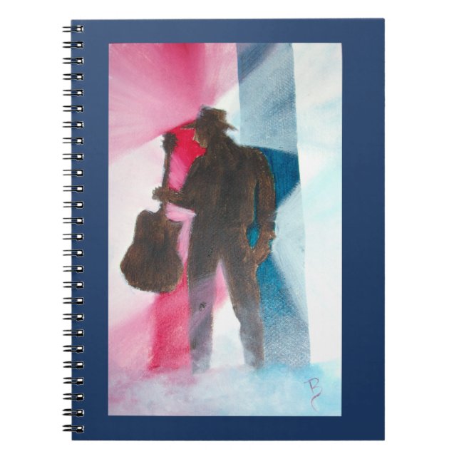 Homme avec Carnet Spiral Guitare (Devant)