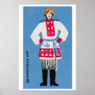 Homme biélorusse - Impression sur boîte d'allumett