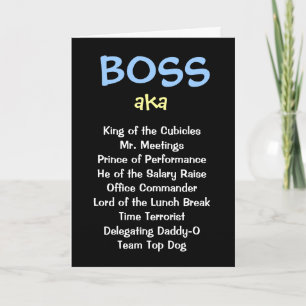 Homme Boss Noël Funny Cruel Carte de plaisanterie