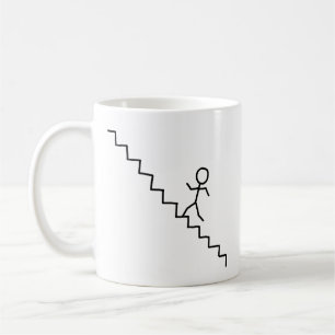 Homme de bâton allant la tasse d'escaliers