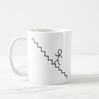 Homme de bâton allant la tasse d'escaliers