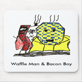 Homme de gaufre et tapis de souris de garçon de