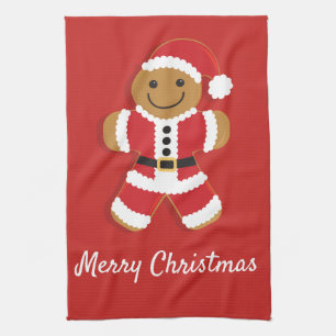Homme de pain d'épices père Noël   Serviette de cu