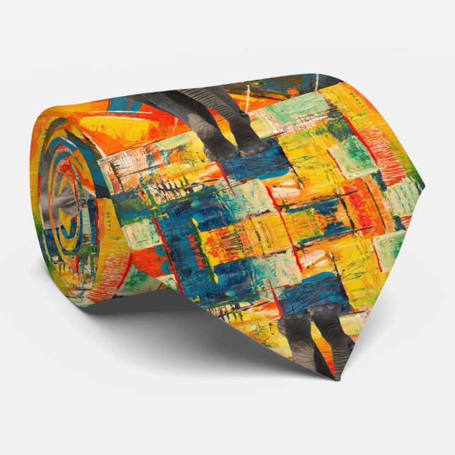 Homme Designer Cravate Colorful Elephant (Roulé)