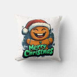 Homme en pain d'épices joyeux Joyeux Coussin de No