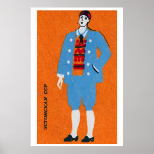 Homme estonien - Impression de boîte d'allumettes 