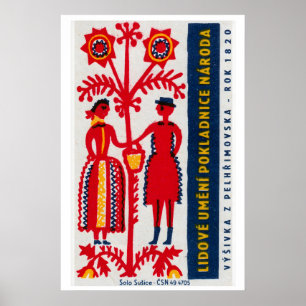 Homme et femme folkloriques avec seau - Impression