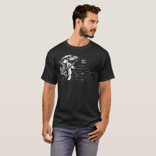 Homme noir et blanc de banjo - T-shirt