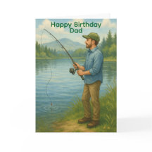 Homme pêcheant carte personnalisée d'anniversaire/