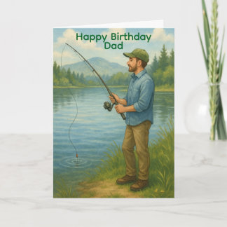 Homme pêcheant carte personnalisée d'anniversaire/