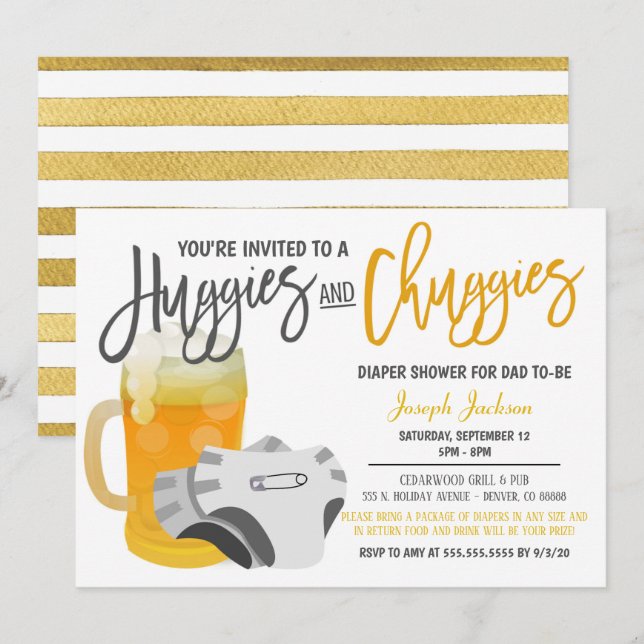 Homme Shower Baby Invitation (Devant / Derrière)