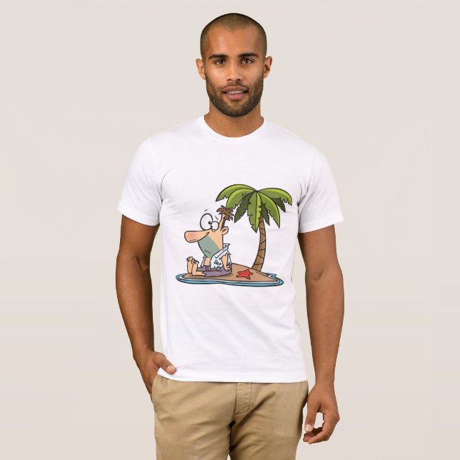 Homme sur un T-shirt d'hommes abandonnés d'île (Devant entier)