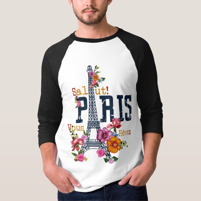 Homme T-shirt yeux et impression Paris (Devant)