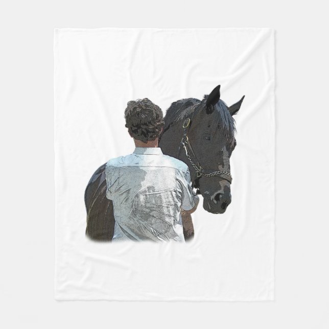 Homme tenant Cheval Clair Couverture en polaire (Devant)