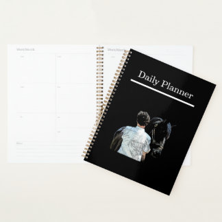 Homme tenant Cheval Dark Daily Planner