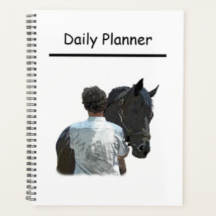 Homme tenant le cheval léger planificateur quotidi