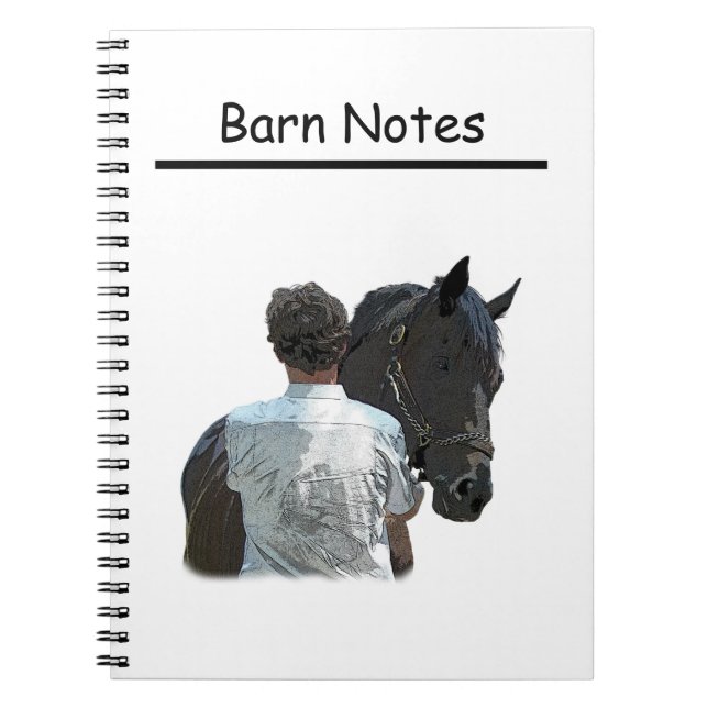 Homme tenant un cheval Carnet de spirale légère (Devant)