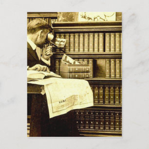 Homme Visualisation des cartes stéréo Vintage