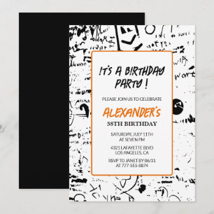 Hommes 38e anniversaire invitations Graffiti Party